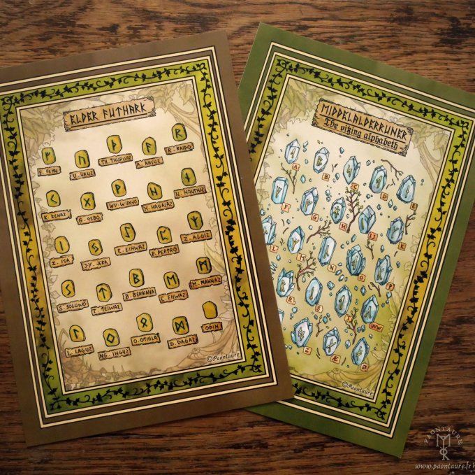 Lot de 2 prints Runers Alphabet Viking et Futhark