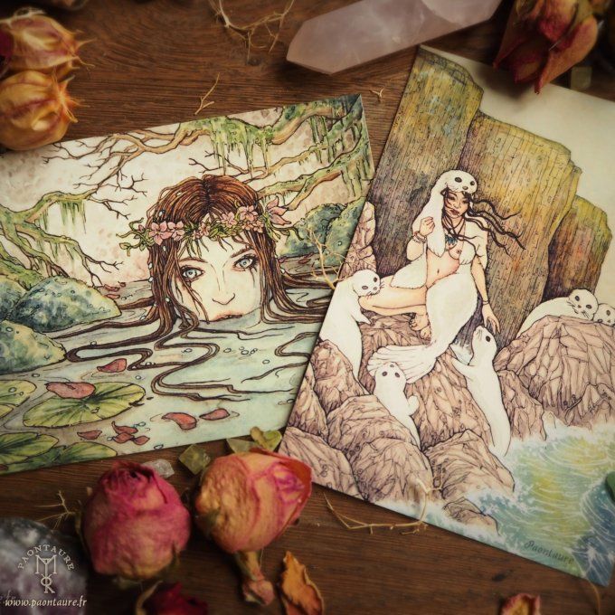 WATER CREATURES - Lot de 2 cartes postales