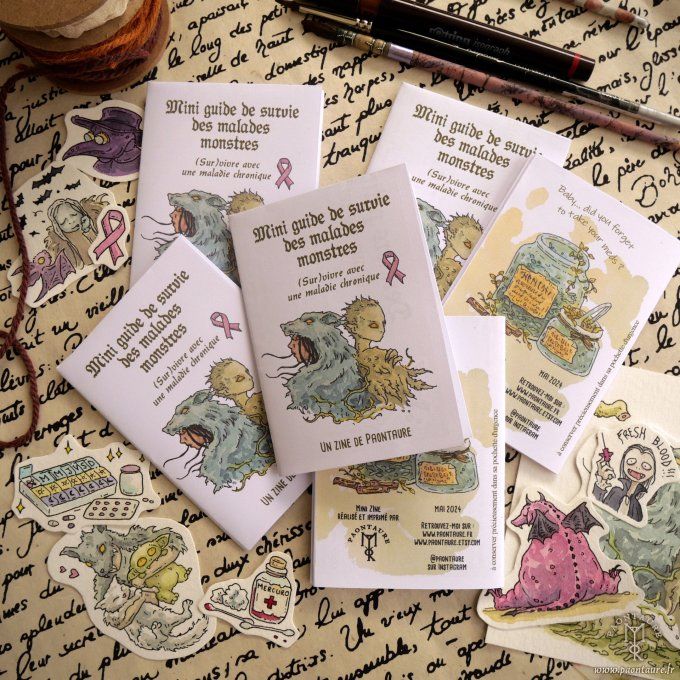 Selfcare mini zine - mini guide de survie des malades monstres - Vivre avec une maladie chronique