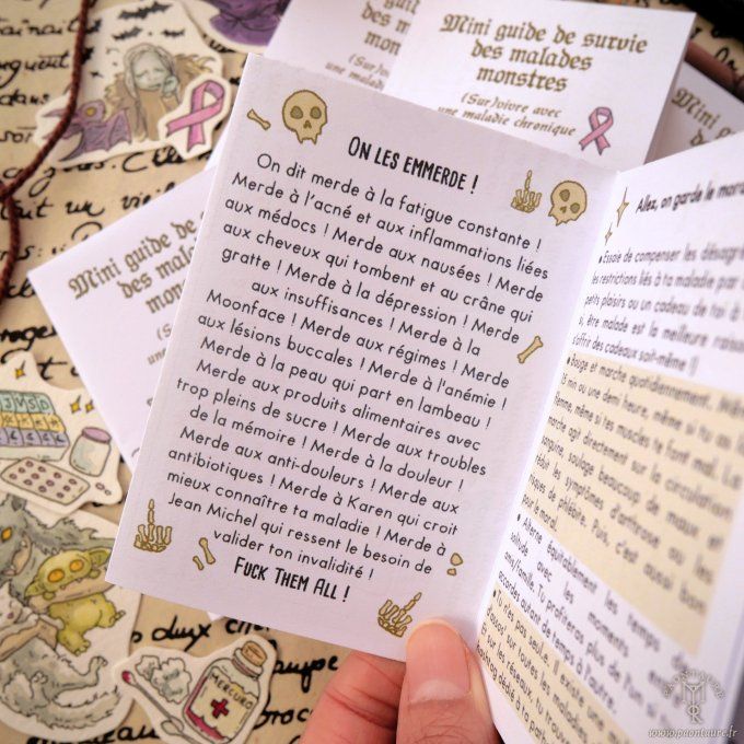 Selfcare mini zine - mini guide de survie des malades monstres - Vivre avec une maladie chronique