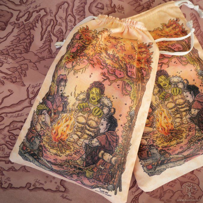 Pochon pochette tote en coton à cordon - accessoire fantasy geek jeux de rôle