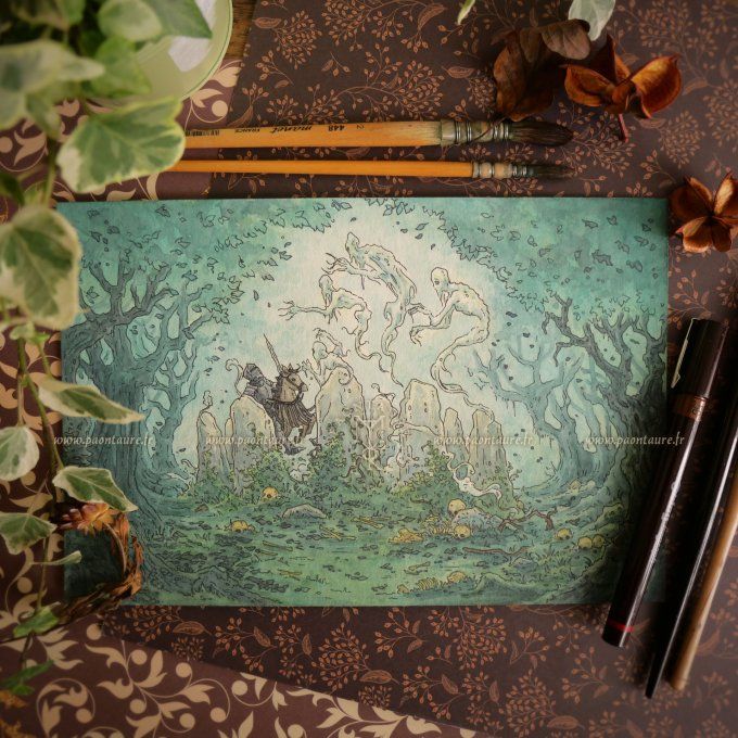 ESPRITS DES CAIRNS - Oeuvre originale - Crayon graphite, encre et aquarelle