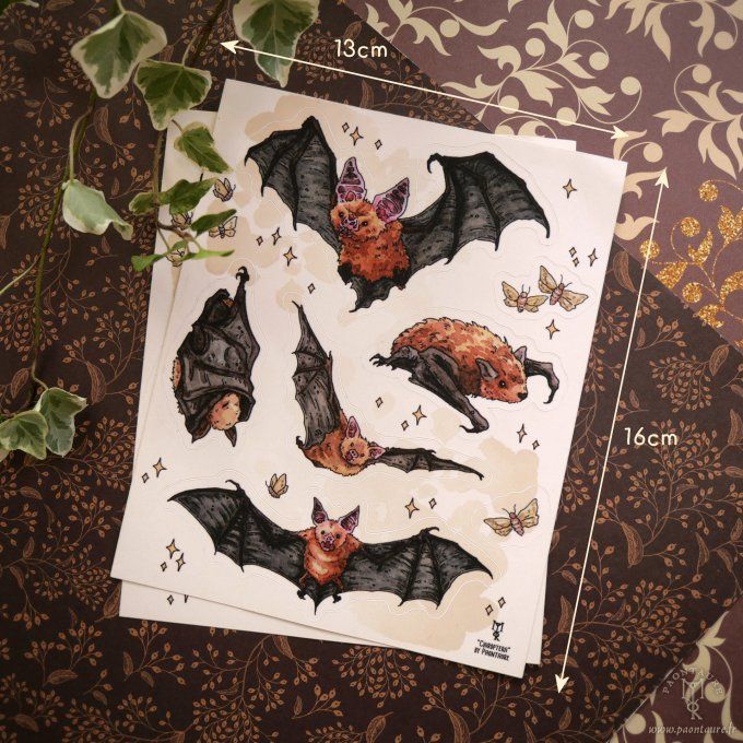 BATS - Planche de stickers Chauves-souris mignonnes
