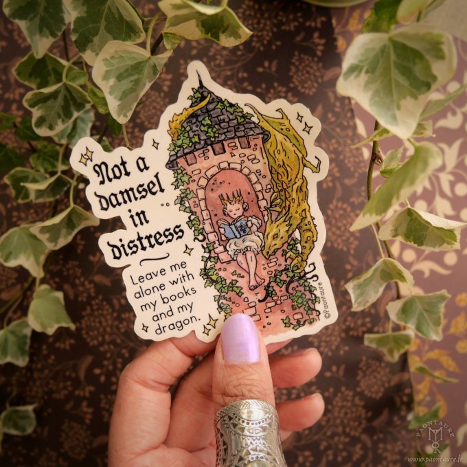 Sticker vinyle NOT A DAMSEL in DISTRESS (pas une damoiselle en détresse)