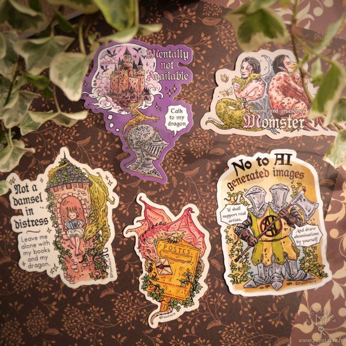 Lot de 5 autocollants vinyles FANTASYCORE