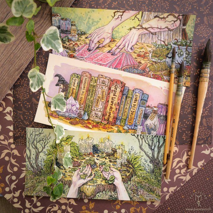 ARTS DIVINATOIRES -Lot de 3 grandes cartes postales