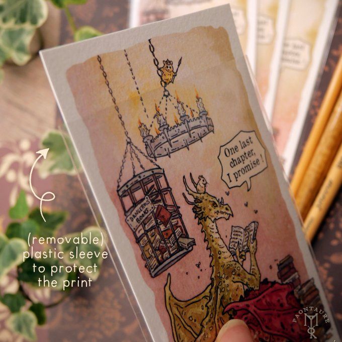 DRAGON BOOKWORM - Marque page sur papier premium fine art