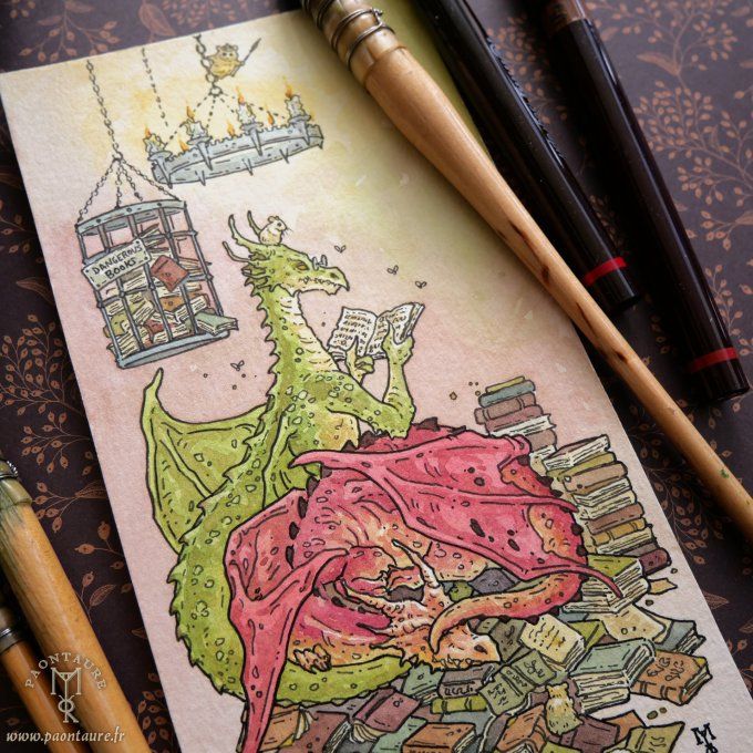 Juste un dernier chapitre - Oeuvre originale - Crayon graphite, encre et aquarelle