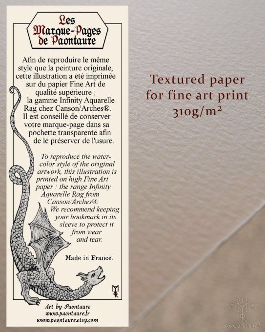 DARK FANTASY - Marque page sur papier premium fine art