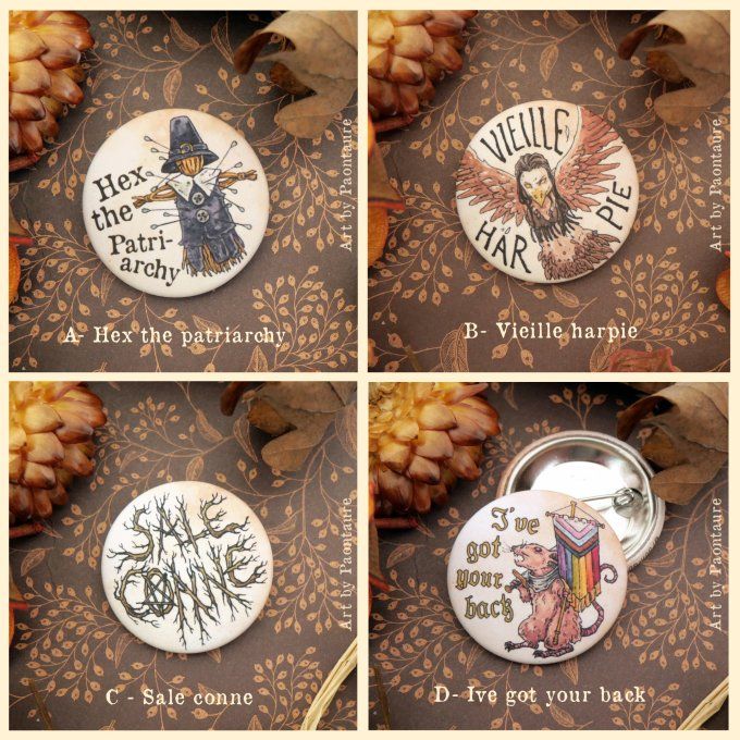 NOS LUTTES - badges féministes illustrés 32mm