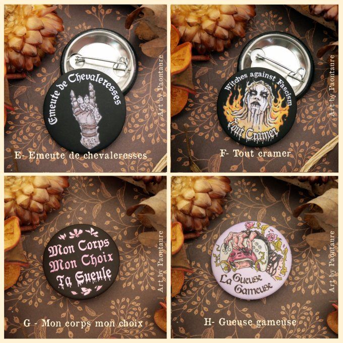 NOS LUTTES - badges féministes illustrés 32mm