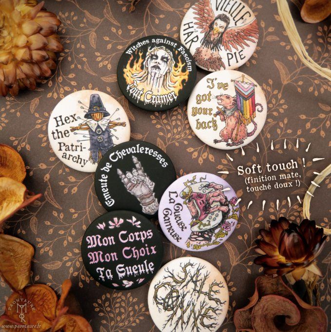 NOS LUTTES - badges féministes illustrés 32mm